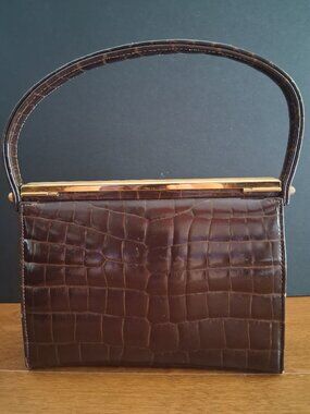 Vintage Dofan Genuine Crocodile Clutch Handbag Set – 1950s French